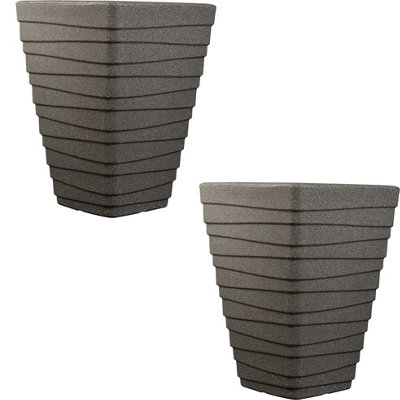 2 x Sankey Tall Square Trojan Planter Granite 40cm x 40cm x 52cm