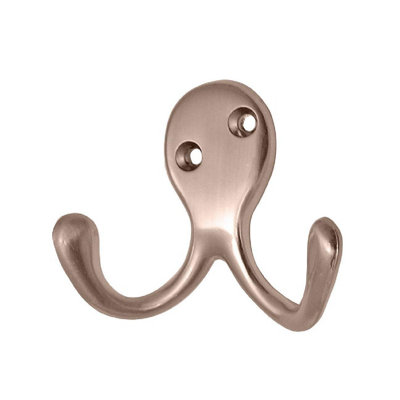 2 x Satin Nickel Double Coat Hooks