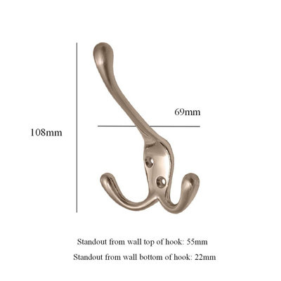 2 x Satin Nickel Metal Triple Hat and Coat Hooks - 3