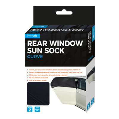 2 x Side Rear Window Sun Shade Sock Mesh Blind UV Protection Curved ...