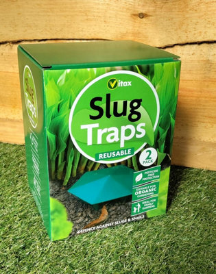 2 x Slug & Snail Traps 2 Vitax Reusable Traps Organic Gardening Pet Child Safe