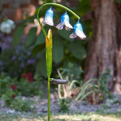 2 x Smart Garden Bluebell Blue Flower Glass Solar Stake Light Garden LED 1012534