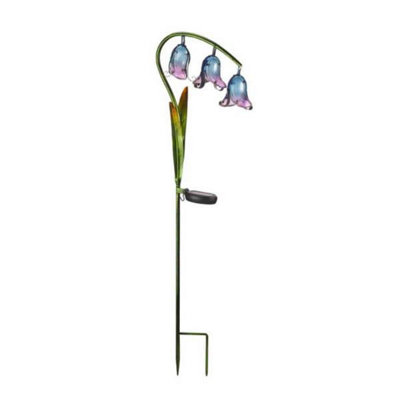 2 x Smart Garden Bluebell Blue Flower Glass Solar Stake Light Garden LED 1012534 - 3