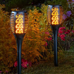 2 x Smart Garden Solar Cool Flame Torch Light Stake Bollard Lantern LED 1012624