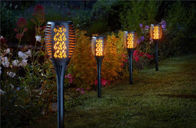 2 x Smart Garden Solar Cool Flame Torch Light Stake Bollard Lantern LED 1012624