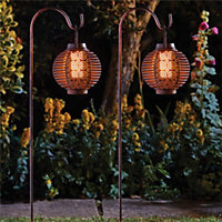 2 x Smart Garden Solar Forli Flaming Lantern LED Light Silhouette Shepherds Hook