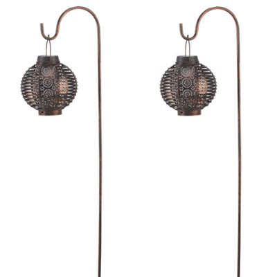 2 x Smart Garden Solar Forli Flaming Lantern LED Light Silhouette Shepherds Hook - 5