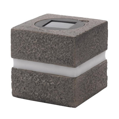 2 x Smart Garden Solar Glam Rock Granite Stone Effect Cube Light Bollard LED