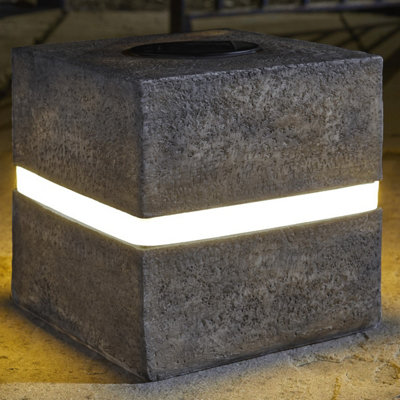 2 x Smart Garden Solar Glam Rock Granite Stone Effect Cube Light Bollard LED - 4