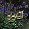 2 x Smart Garden Solar Shepherds Crook Riad Effect Lantern Lights Stake