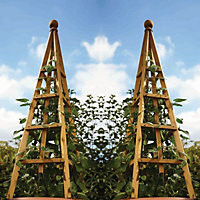 2 x Smart Garden Tan Wooden Woodland Obelisk 1.9m Plant Support Pine Pergola
