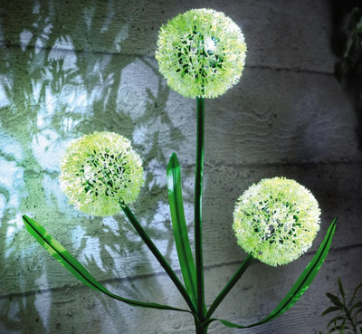 2 x Solar Allium Bloom Stake Light - Solar Powered Outdoor Garden Decor Flower Design Pathway Patio Lighting - 75 x 9cm