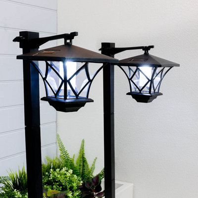 2 x Solar Post Stake Lights Weather Resistant Hanging or Staked