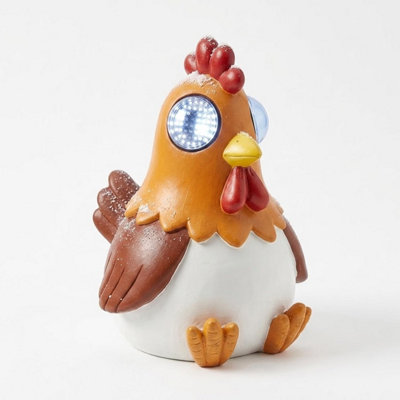2 x Solar-Powered Blinking LED Cockerel Garden Statue