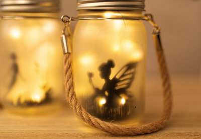 2 x Solar Powered Hanging Fairy Lantern Frosted Glass Fairy Light Lamp Outdoor Indoor Mason Jar Lighting with 30 LEDs - 3
