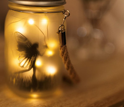 2 x Solar Powered Hanging Fairy Lantern Frosted Glass Fairy Light Lamp Outdoor Indoor Mason Jar Lighting with 30 LEDs - 4