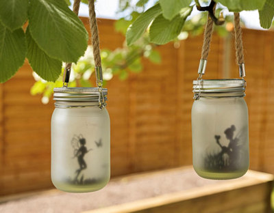 2 x Solar Powered Hanging Fairy Lantern Frosted Glass Fairy Light Lamp Outdoor Indoor Mason Jar Lighting with 30 LEDs - 8