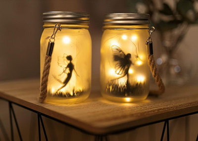 2 x Solar Powered Hanging Fairy Lantern Frosted Glass Fairy Light Lamp Outdoor Indoor Mason Jar Lighting with 30 LEDs - 9