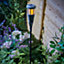 2 x Solar Powered Tiki-Style Torches - Grey Basket Weave Design Outdoor Garden Stake Lights with Flame Effect - Each H153 x 12cm
