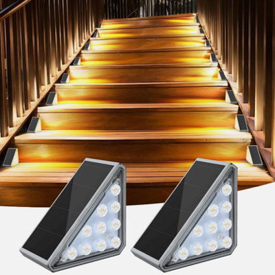 2 X Solar Step Lights IP67 Waterproof LED Outdoor Garden Path Deck ...