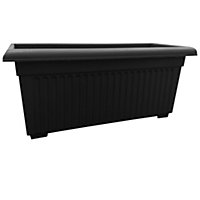 2 x Sovereign Trough Slate Grey 70cm Lightweight Plastic Planter For Growing Flowers