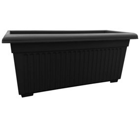 2 x Sovereign Trough Slate Grey 70cm Lightweight Plastic Planter For Growing Flowers