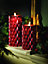 2 x Sparkly Red LED Pillar Candles - Battery Powered Flickering Light Home Decoration - 1 of Each 15 & 20cm
