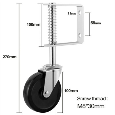 2 x Spring Loaded Heavy Duty Gate Wheels Farm Timber Door