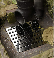 2 x Square Drain Covers - Stainless Steel Rustproof Gully Grid Guard for Preventing Leaf & Debris Blockages - 15 x 15cm