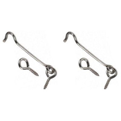2 x Steel Cabin Hook and Hook and Eye Latch 8cm Long Shed Door Latch Heavy Duty Gate Latch for Wooden Gates Window Brace DIY at B Q