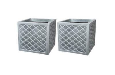 2 x Strata 39cm Lazio Planter GN696-PEW-ST Grey Planter