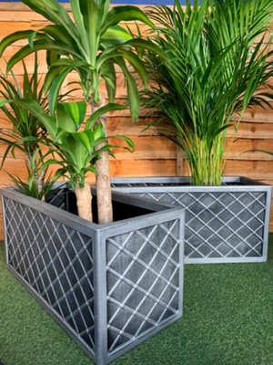 2 x Strata 70cm Lazio Trough GN699-PEW-ST Grey Trough