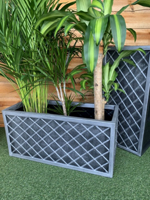 2 x Strata 70cm Lazio Trough GN699-PEW-ST Grey Trough