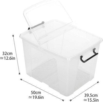2 x Strata Smart 40L Plastic Storage Boxes with Lids - Clear