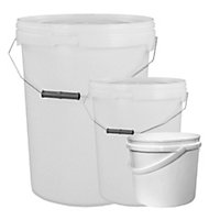 2 x Strong Heavy Duty 25L White Multi-Purpose Plastic Storage Buckets With Lid & Handle