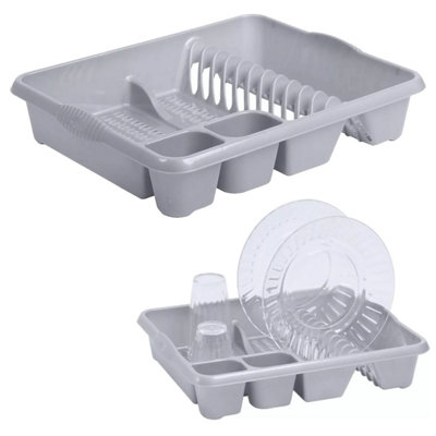 2 x Strong Silver Kitchen Counter Dish Drainer Rack For Cutlery With Integral Handles