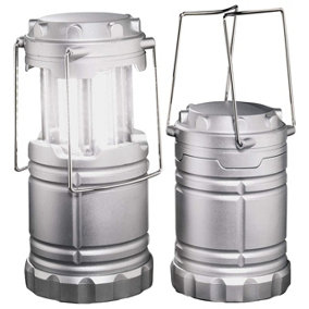 2 x Super Bright 30 LED Pop Up Camping Lanterns - Compact Lightweight Foldable Outdoor Lights - Open Measure H15.5 x 7cm Diameter