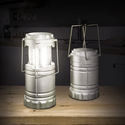 2 x Super Bright 30 LED Pop Up Camping Lanterns - Compact Lightweight Foldable Outdoor Lights - Open Measure H15.5 x 7cm Diameter