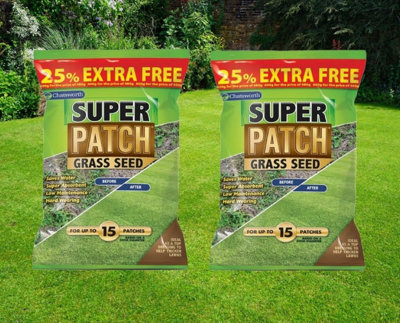 2 x Super Patch Grass Seed With Fertiliser Chatsworth Lawn Repair Coir Mix 600g