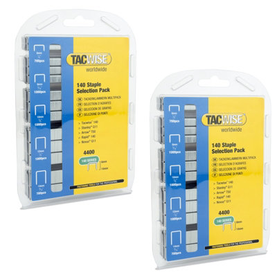 2 x Tacwise 0350 140 Series Staple Selection Pack 4400 6mm 8mm 10mm 12mm 14mm