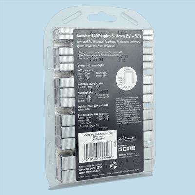 2 x Tacwise 0350 140 Series Staple Selection Pack 4400 6mm 8mm 10mm 12mm 14mm - 3