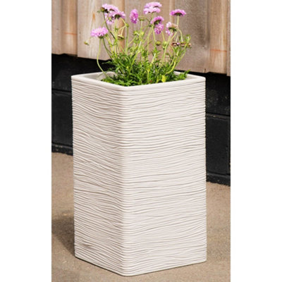 2 x Tall Amalfi Stone Effect Flower Planters Ideal For Home, Gardens, Patios & Balconies