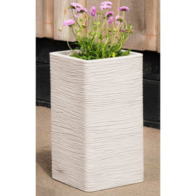2 x Tall Amalfi Stone Effect Flower Planters Ideal For Home, Gardens, Patios & Balconies