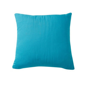 2 x Teal Summer Scatter Cushions - Square Filled Pillows for Home Garden Sofa, Chair, Bench, Seating Furniture - 43 x 43cm