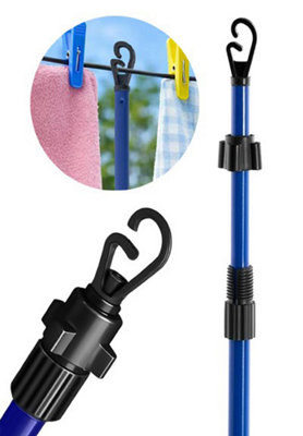 2 X Telescopic Clothes Line Prop Extending Washing Metal Pole ...