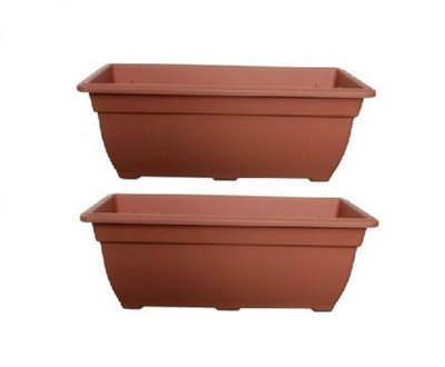 2 x Terracotta Bell Trough Planter 50cm