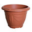 2 x Terracotta Colour Round Venetian Pot Decorative Plastic Garden Flower Planter Pot 24cm