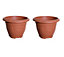 2 x Terracotta Colour Round Venetian Pot Decorative Plastic Garden Flower Planter Pot 33cm