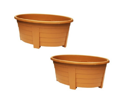 2 x Terracotta Oval Planter Trough 55cm