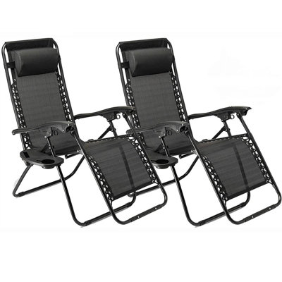 2 x Textoline Zero Gravity Reclining Garden Chair Sun Beach